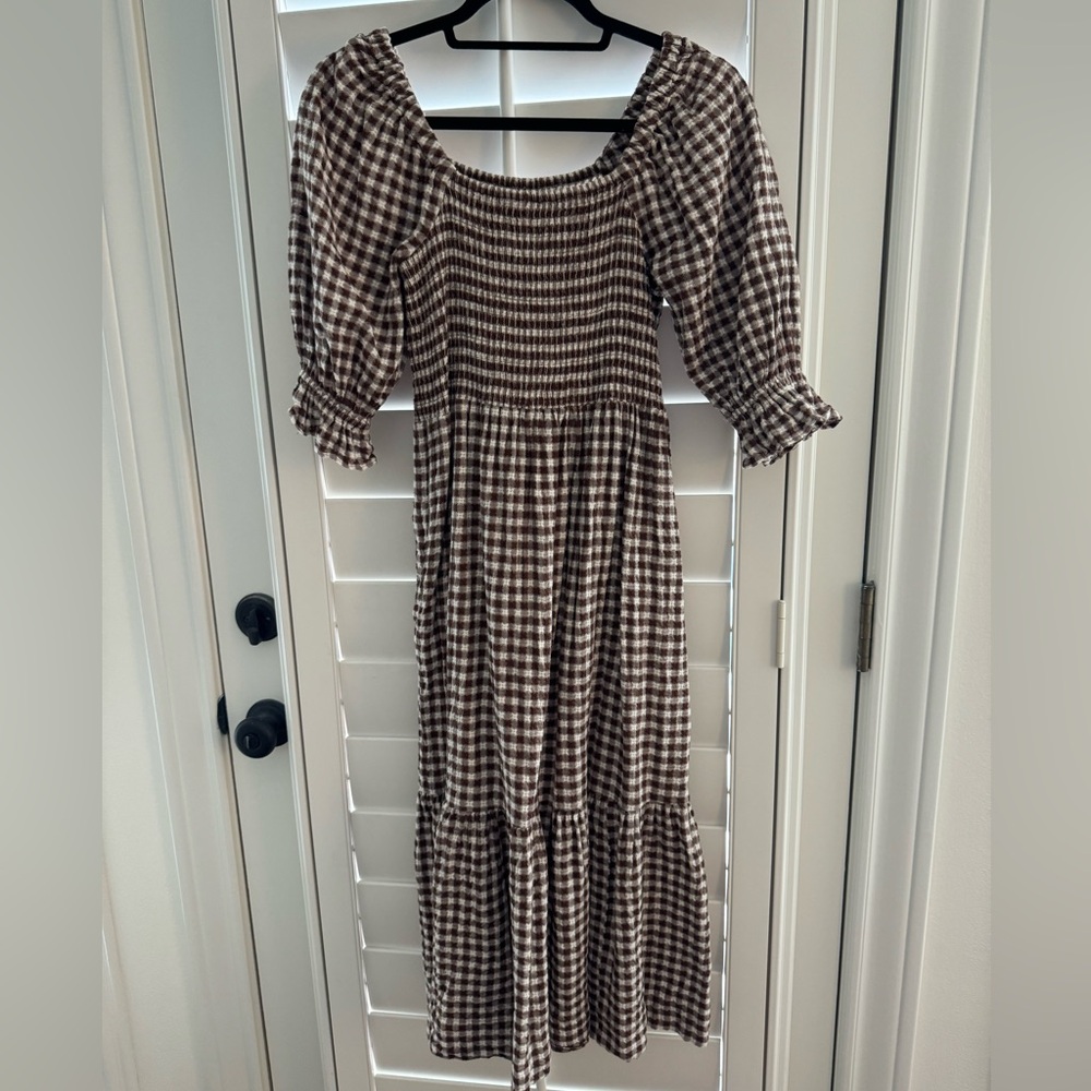 Madewell gingham midi dress